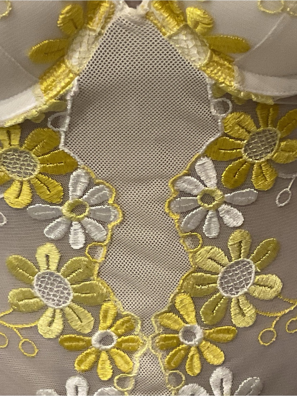 2001 Victoria's Secret White Sheer Bodysuit with Yellow Floral Embroidery - Picture 5 of 13